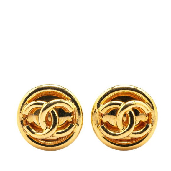 CHANEL Gold Coco Mark Earrings - Picture 1 of 4